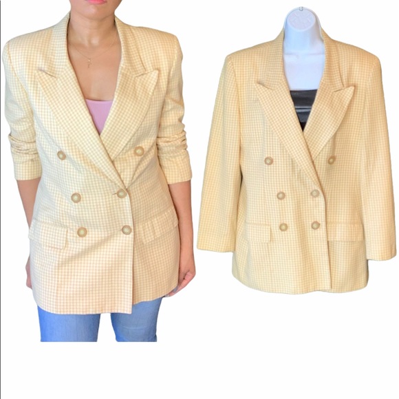 Vintage Evan Picone Check Double Breasted Blazer - Picture 6 of 13